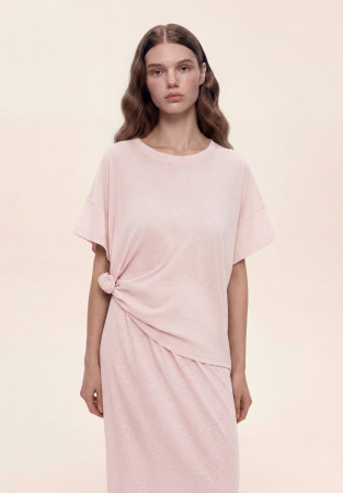 Футболка из джерси свободного силуэта розовая